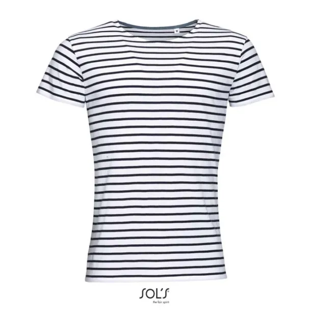  SOL'S MILES MEN - ROUND NECK STRIPED T-SHIRT - SOL'S White Navy