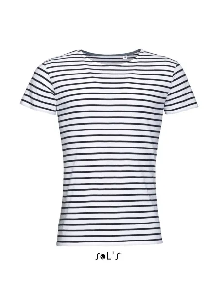  SOL'S MILES MEN - ROUND NECK STRIPED T-SHIRT - SOL'S White Navy