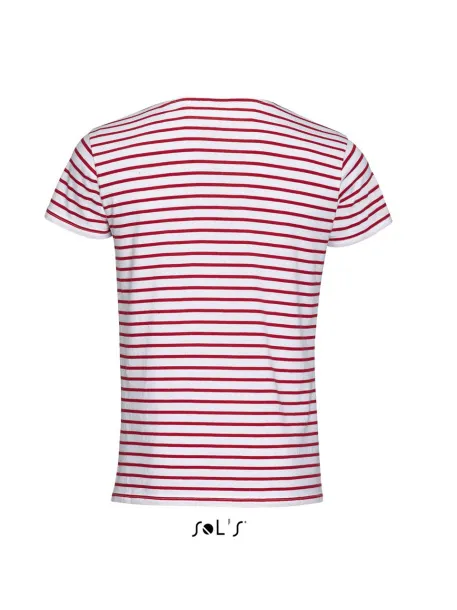  SOL'S MILES MEN - ROUND NECK STRIPED T-SHIRT - SOL'S White Red