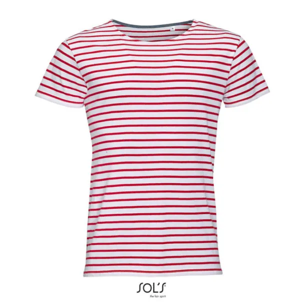  SOL'S MILES MEN - ROUND NECK STRIPED T-SHIRT - SOL'S White Red