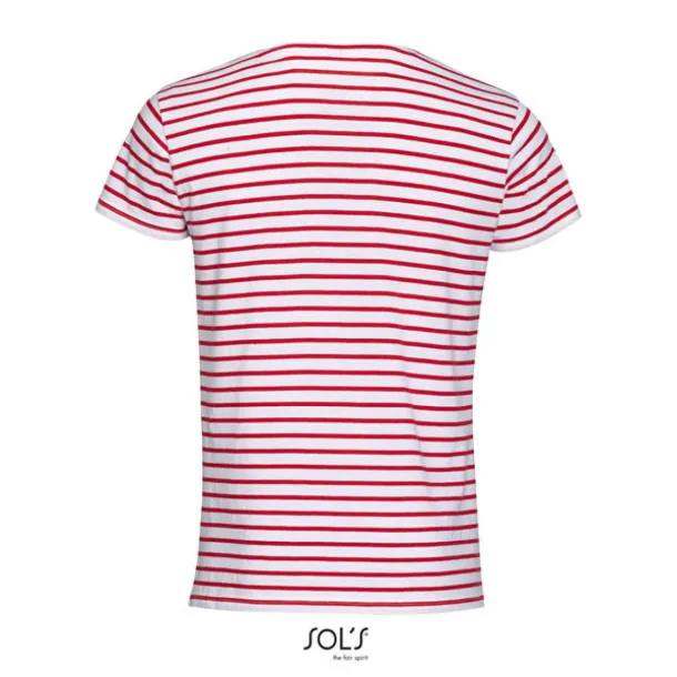  SOL'S MILES MEN - ROUND NECK STRIPED T-SHIRT - SOL'S White Red