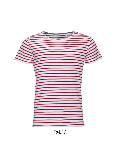  SOL'S MILES MEN - ROUND NECK STRIPED T-SHIRT - SOL'S White Red