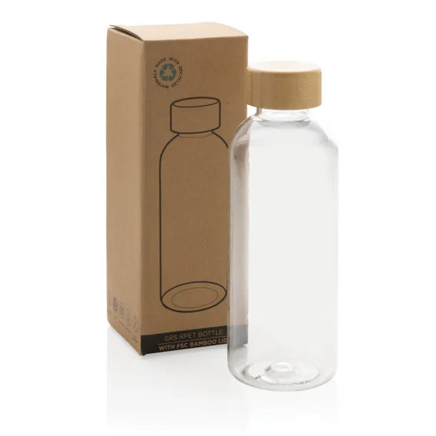  GRS RPET boca s FSC čepom od bambusa, 660ml - XD Collection Prozirno