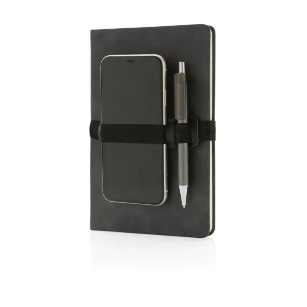  Deluxe hardcover PU notebook A5 with phone and pen holder - XD Collection Grey 