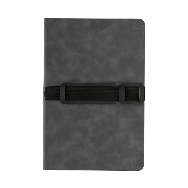  Deluxe hardcover PU notebook A5 with phone and pen holder - XD Collection Grey 