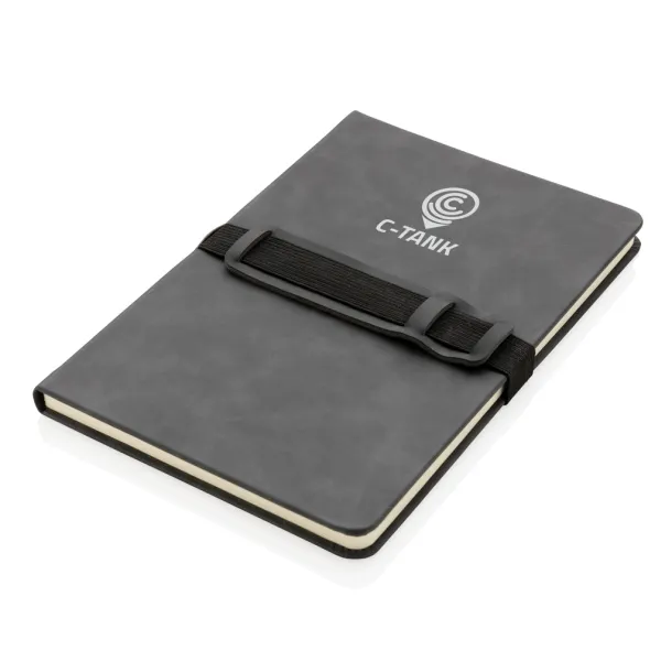  Deluxe hardcover PU notebook A5 with phone and pen holder - XD Collection Grey 