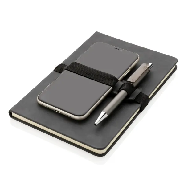  Deluxe hardcover PU notebook A5 with phone and pen holder - XD Collection Grey 