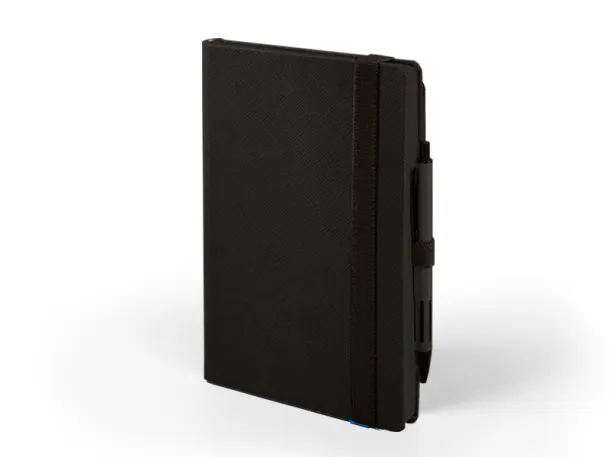 TEXTURE COLORE MAXI B5 notebook with elastic band, pen loop and coloured paper edges Black