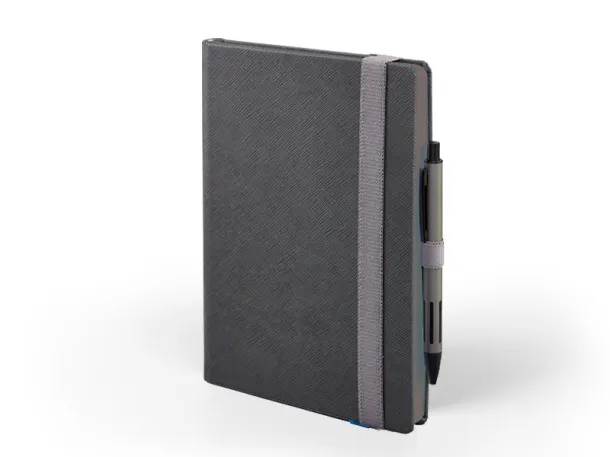 TEXTURE COLORE MAXI B5 notebook with elastic band, pen loop and coloured paper edges Dark gray