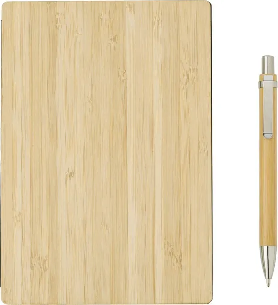  Bamboo notebook approx. B6 with ball pen brown