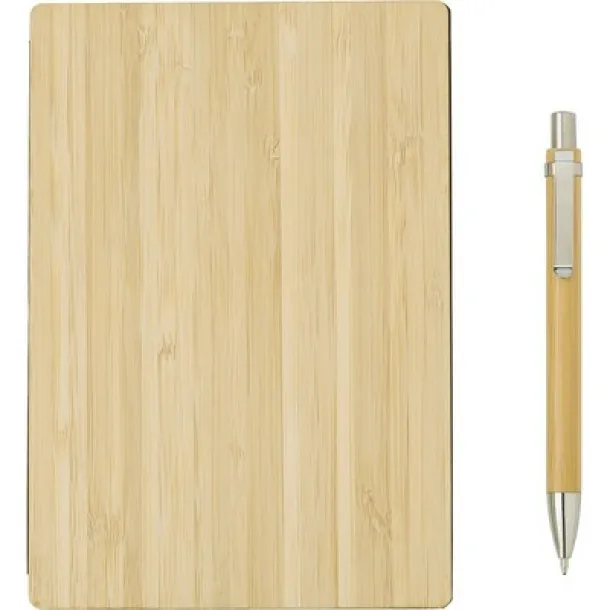  Bamboo notebook approx. B6 with ball pen brown