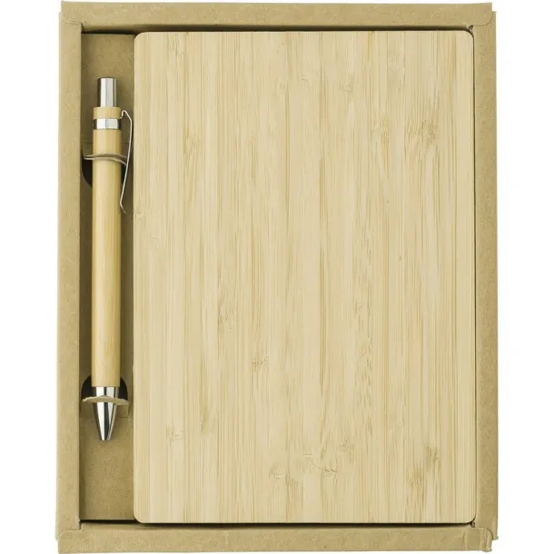  Bamboo notebook approx. B6 with ball pen brown