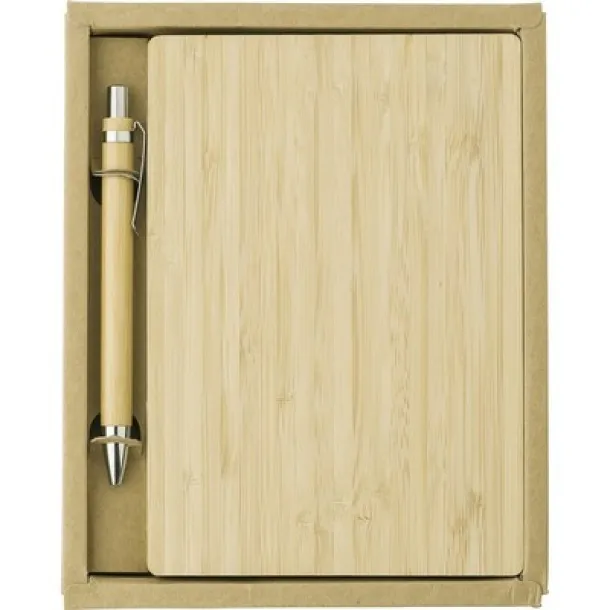  Bamboo notebook approx. B6 with ball pen brown