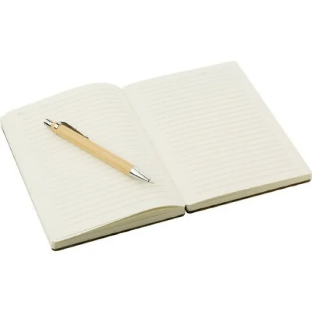  Bamboo notebook approx. B6 with ball pen brown