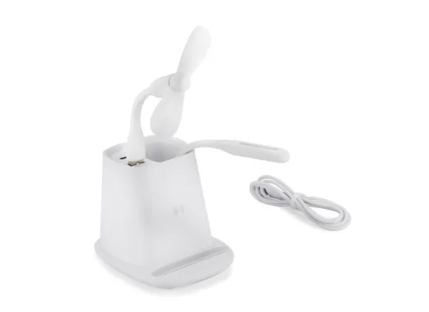 BERGO stolni držač olovaka s dodacima i induktivnim punjačem (5W) II - Karlowsky White