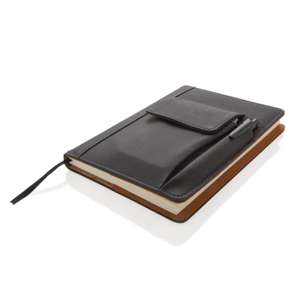  Notebook with phone pocket - XD Collection Black 