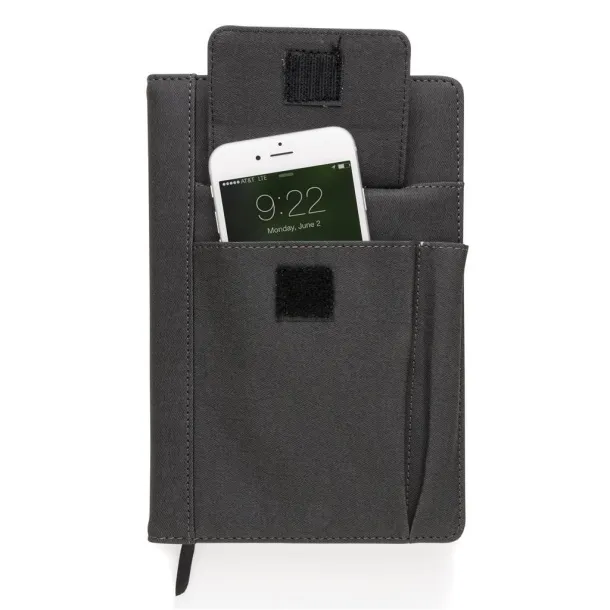  Notebook with phone pocket - XD Collection Black 