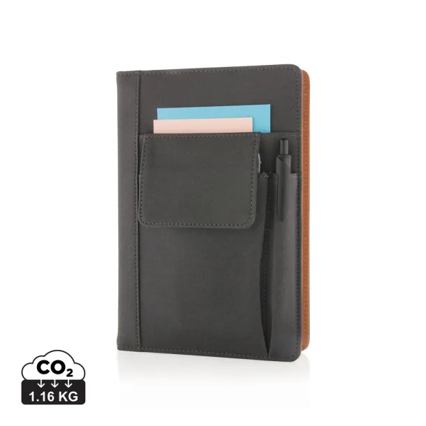  Notebook with phone pocket - XD Collection Black 