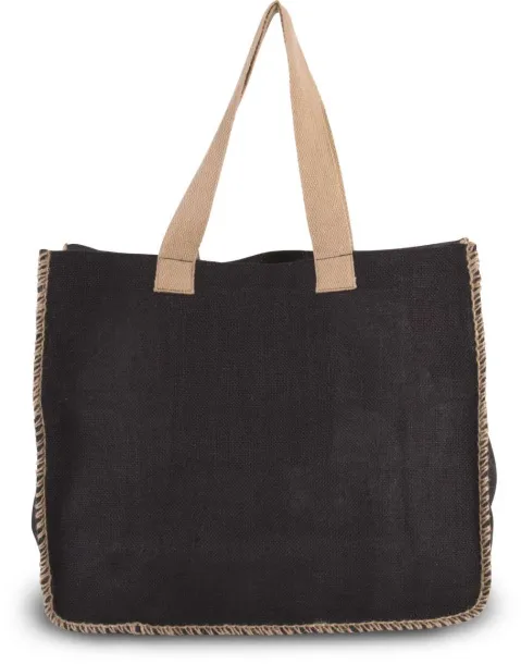  JUTE BAG WITH CONTRAST STITCHING - Kimood Black Natural