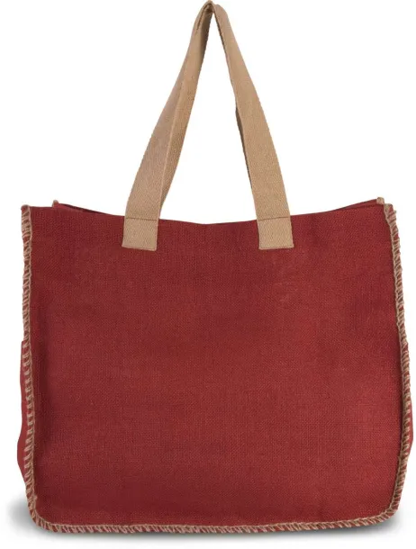  JUTE BAG WITH CONTRAST STITCHING - Kimood Arandano Red Natural