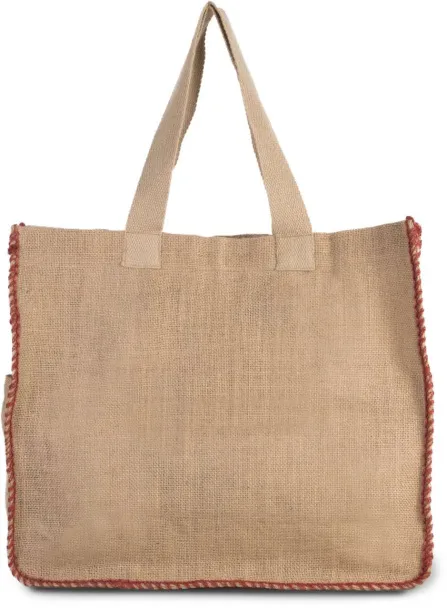  JUTE BAG WITH CONTRAST STITCHING - Kimood Natural Arandano Red