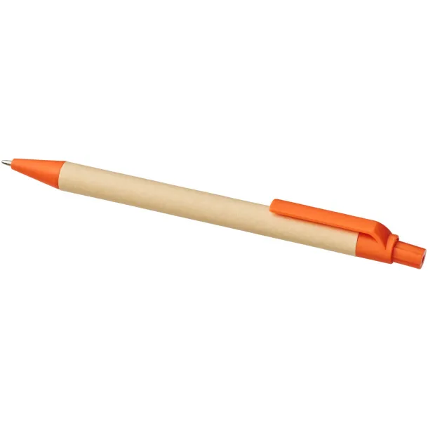 Berk recycled carton and corn plastic ballpoint pen - Unbranded Orange