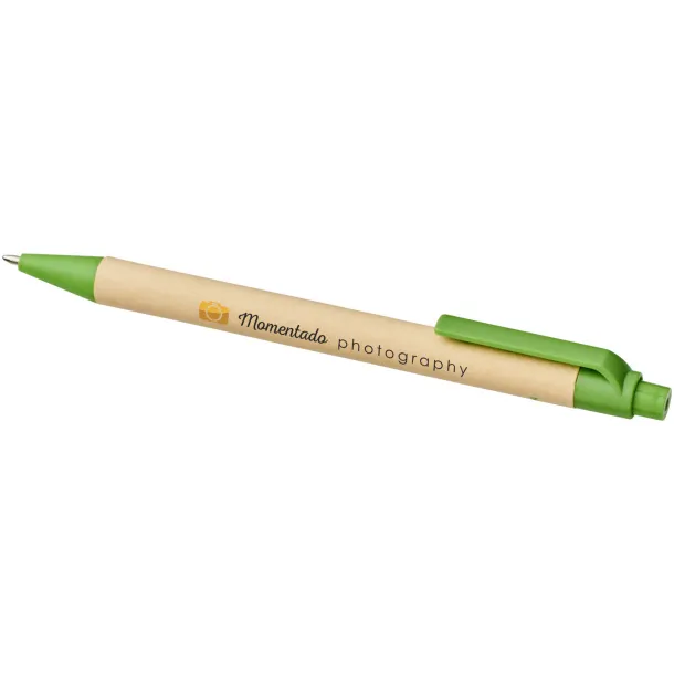 Berk recycled carton and corn plastic ballpoint pen - Unbranded Green