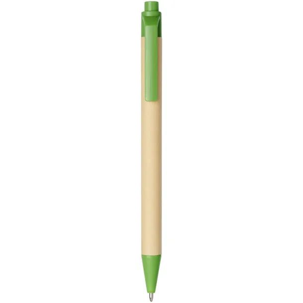 Berk recycled carton and corn plastic ballpoint pen - Unbranded Green