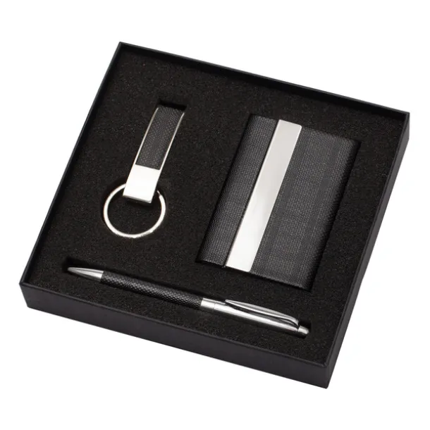 GALLANT gift set with business card case, ballpoint pen, key ring Black