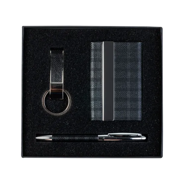 GALLANT gift set with business card case, ballpoint pen, key ring Black