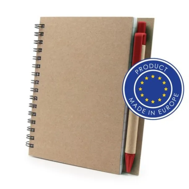  Notebook A6 with ball pen Crvena