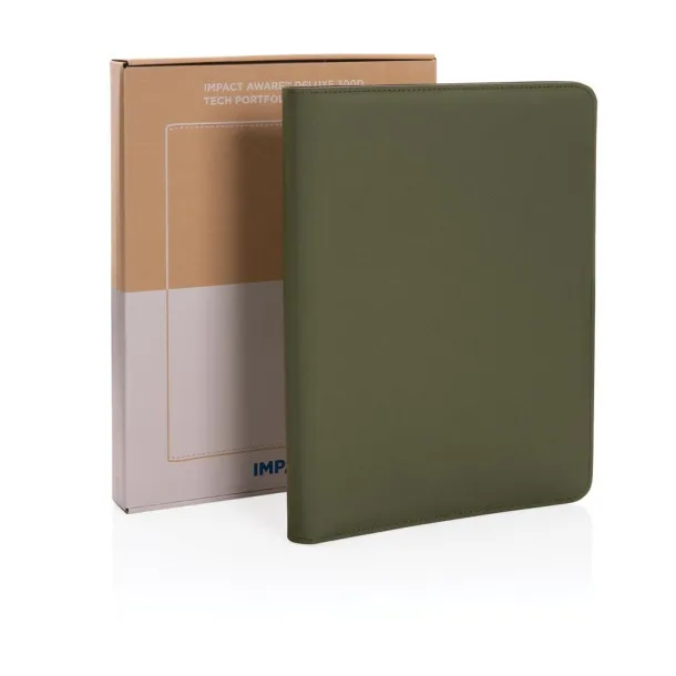  Impact Aware™ deluxe 300D tech portfolio with zipper - XD Collection Green 