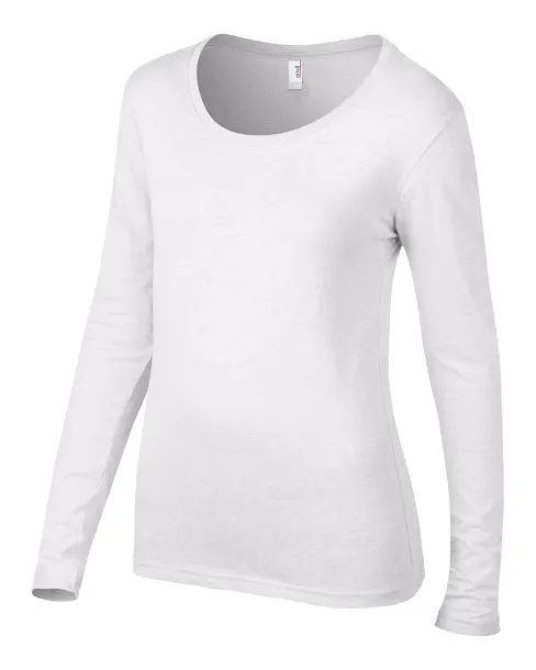  WOMEN’S FEATHERWEIGHT LONG SLEEVE SCOOP TEE - Anvil White