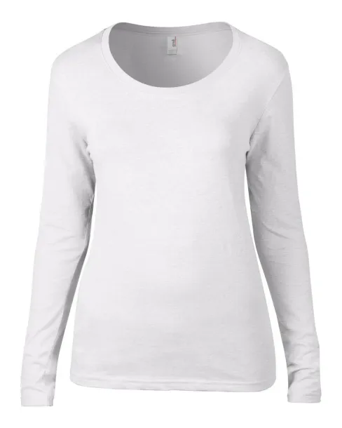  WOMEN’S FEATHERWEIGHT LONG SLEEVE SCOOP TEE - Anvil White