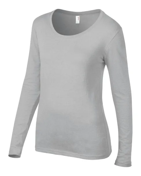  WOMEN’S FEATHERWEIGHT LONG SLEEVE SCOOP TEE - Anvil Silver