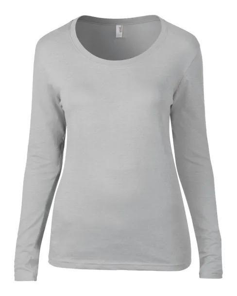  WOMEN’S FEATHERWEIGHT LONG SLEEVE SCOOP TEE - Anvil Silver