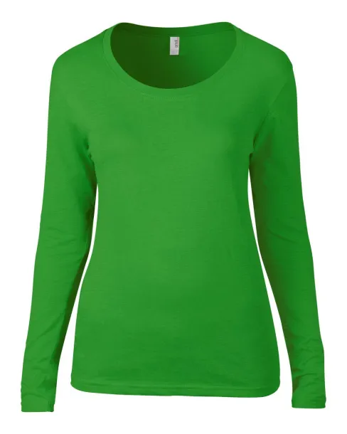  WOMEN’S FEATHERWEIGHT LONG SLEEVE SCOOP TEE - Anvil Green Apple