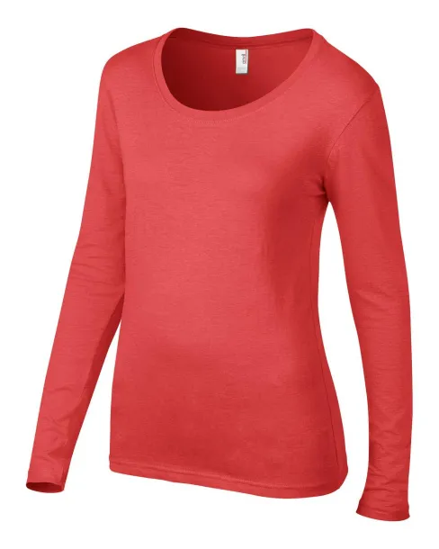  WOMEN’S FEATHERWEIGHT LONG SLEEVE SCOOP TEE - Anvil Coral