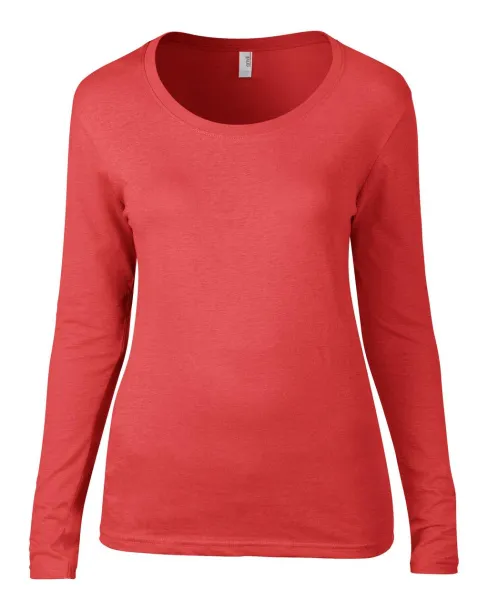  WOMEN’S FEATHERWEIGHT LONG SLEEVE SCOOP TEE - Anvil Coral