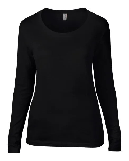  WOMEN’S FEATHERWEIGHT LONG SLEEVE SCOOP TEE - Anvil Black