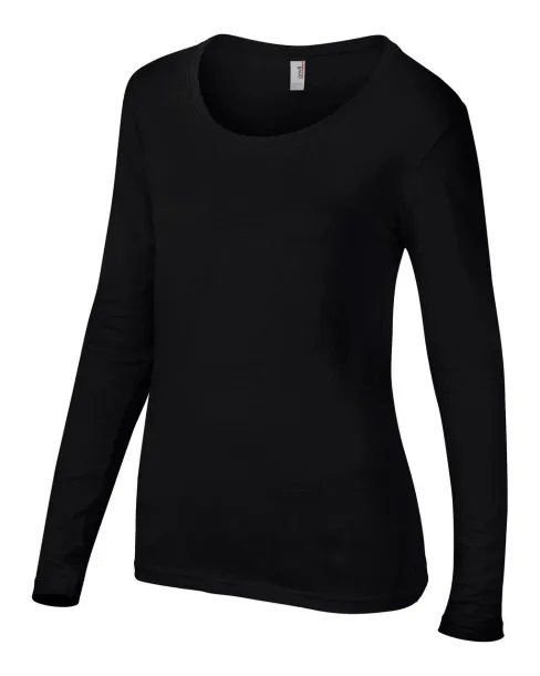  WOMEN’S FEATHERWEIGHT LONG SLEEVE SCOOP TEE - Anvil Black