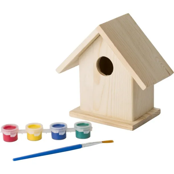  Birdhouse painting set, paints and brush wood