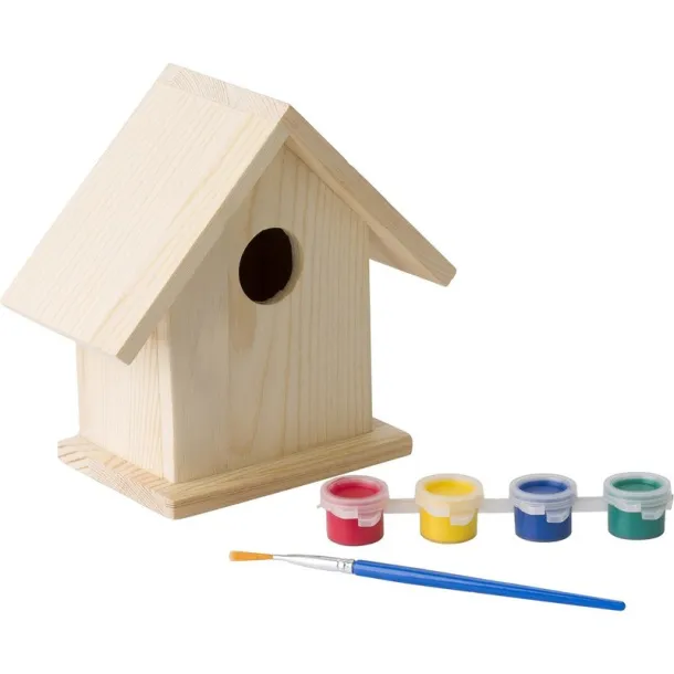  Birdhouse painting set, paints and brush wood