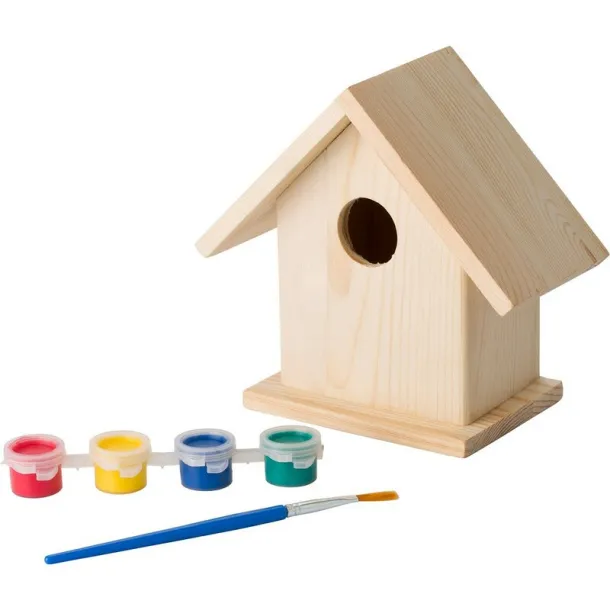  Birdhouse painting set, paints and brush wood