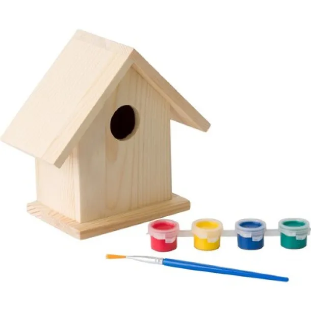  Birdhouse painting set, paints and brush wood