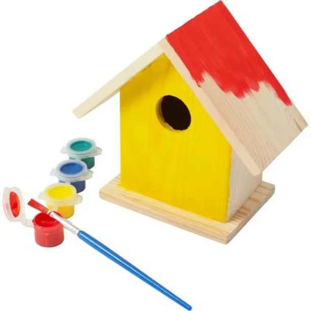  Birdhouse painting set, paints and brush wood