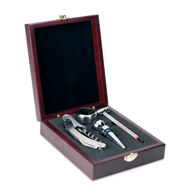 PREMIUM Classic wine set in wooden box Silver