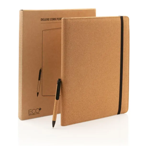  Deluxe cork portfolio A4 with pen - XD Collection brown 