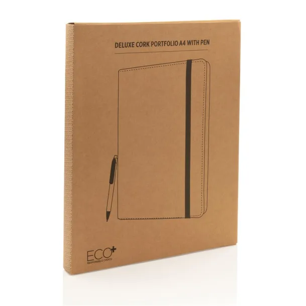  Deluxe cork portfolio A4 with pen - XD Collection brown 