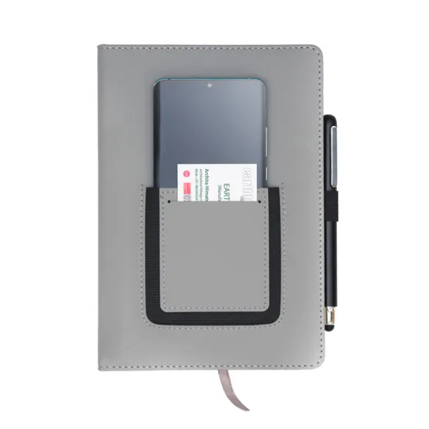 EIBAR notepad with phone pocket Grey